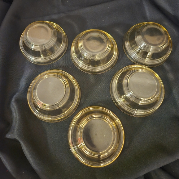 Fostoria Depression Glass Topaz Yellow Transparent Set 6 finger dessert bowls - Picture 4 of 10